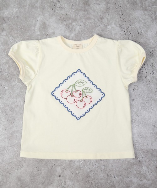 la poche biscuit（ラポシェビスキュイ）の「さくらんぼTシャツ（Tシャツ/カットソー・キッズ・アイボリー/ピンク/サックスブルー・80/90/100/110/120/130/140）」の6枚目の写真
