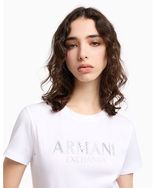 ARMANI EXCHANGE（アルマーニエクスチェンジ）の「【A|X アルマーニ エクスチェンジ】AXロゴ 半袖クルーネックTシャツ/REGULAR（Tシャツ/カットソー・レディース・ブラック/ホワイト・LARGE/SMALL/MEDIUM/X-SMALL）」の4枚目の写真