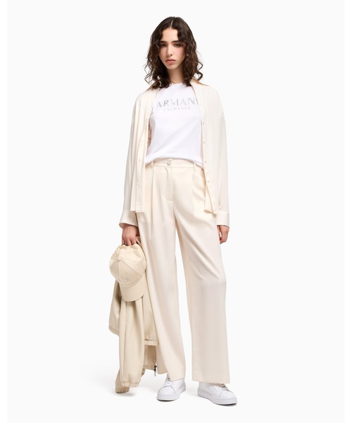 「ARMANI EXCHANGE」 半袖ニット X-SMALL ベージュ レディース ARMANI EXCHANGE 「ARMANI EXCHANGE」 半袖ニット X-SMALL