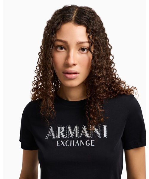 ARMANI EXCHANGE（アルマーニエクスチェンジ）の「【A|X アルマーニ エクスチェンジ】AXロゴ 半袖クルーネックTシャツ/REGULAR（Tシャツ/カットソー・レディース・ブラック/ホワイト・LARGE/SMALL/MEDIUM/X-SMALL）」の7枚目の写真