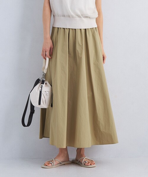 green label relaxing（グリーンレーベルリラクシング）の「ボリューム ギャザー フレア スカート（スカート・レディース・ブラック/ベージュ/ケリーグリーン・FREE）」の2枚目の写真