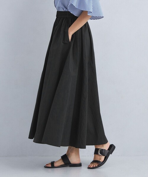 green label relaxing（グリーンレーベルリラクシング）の「ボリューム ギャザー フレア スカート（スカート・レディース・ブラック/ベージュ/ケリーグリーン・FREE）」の7枚目の写真