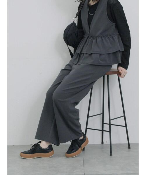 Samansa Mos2 blue（サマンサモスモスブルー）の「ジャーマントレーナー厚底スニーカー（ドレスシューズ・レディース・ブラック/オフホワイト・M/L）」の16枚目の写真