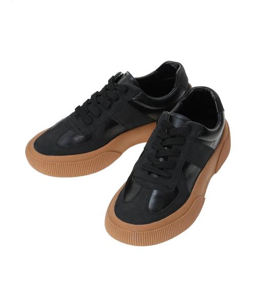 Samansa Mos2 blue（サマンサモスモスブルー）の「ジャーマントレーナー厚底スニーカー（ドレスシューズ・レディース・ブラック/オフホワイト・M/L）」の8枚目の写真