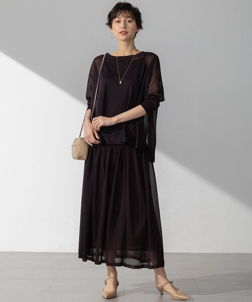 776* 新品 今季 新作 23区 シャイニーシアー ボートネック ニット38 洗える】シャイニーシアー ボートネック ニット / 23区