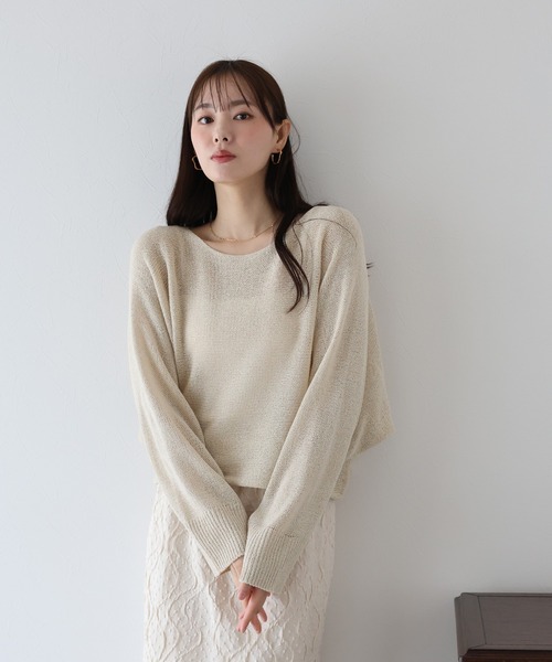 BLUEEAST(ブルーイースト)の「メッシュドルマンサマーニット(ニット/セーター・レディース・ホワイト/ピンク/ブラック/カーキ/ベージュ/ブルー/ブラウン・MEDIUM)」の16枚目の写真