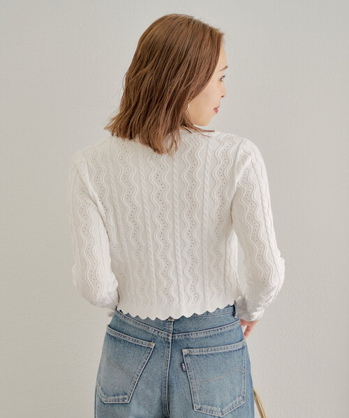 Chico(チコ)の「【完売カラーWEB限定再販】スカラップクルーカーディガン(カーディガン/ボレロ・レディース・ホワイト/ピンク/ネイビー・FREE)」の13枚目の写真