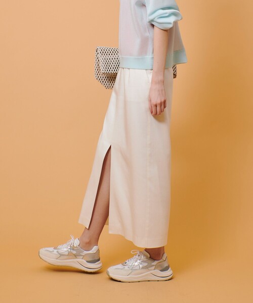 allureville（アルアバイル）の「デニムライクスリットスカート（デニムスカート・レディース・ライトブルー/オフホワイト/インディゴブルー・2/1）」の5枚目の写真