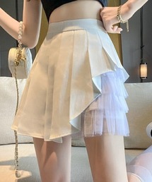 異素材プリーツミニスカート