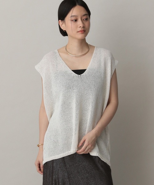 A part by(アパートバイ)の「ペーパーユルニットノースリーブ(ニット/セーター・レディース・ネイビー/アイボリー/ライトブラウン・FREE)」の16枚目の写真