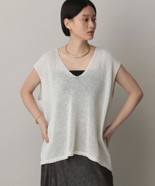 ペーパーユルニットノースリーブ　アパートバイ　未使用タグ付き A part by（アパートバイ）の「ペーパーユルニットノースリーブ