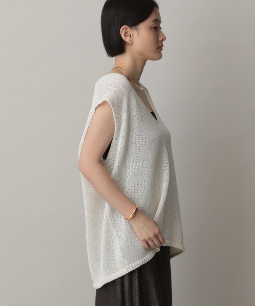 ペーパーユルニットノースリーブ　アパートバイ　未使用タグ付き A part by（アパートバイ）の「ペーパーユルニットノースリーブ