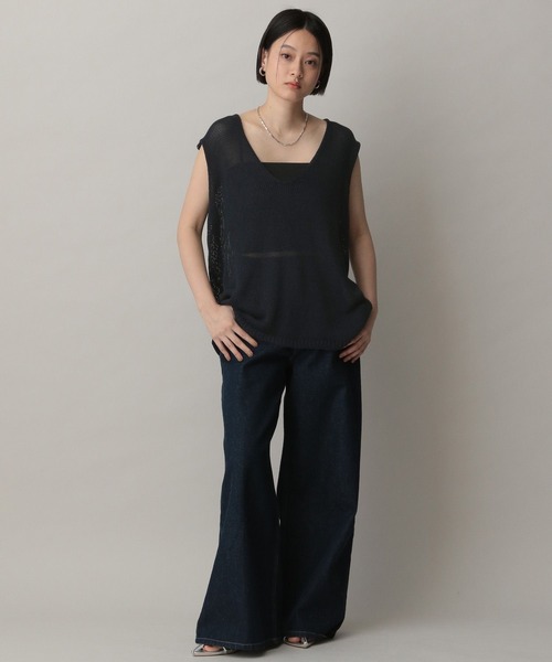 ペーパーユルニットノースリーブ　アパートバイ　未使用タグ付き ペーパーユルニットノースリーブ（ニット/セーター）｜A part by