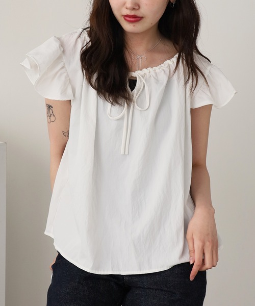 ROOPTOKYO（ループトウキョウ）の「Ribbon sleeveless blouse / リボンノースリーブブラウス（シャツ/ブラウス・レディース・イエロー/ホワイト/ブラック/サックスブルー・FREE）」の15枚目の写真