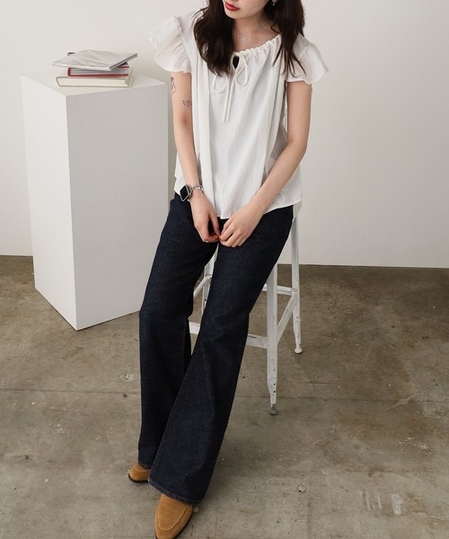 ROOPTOKYO（ループトウキョウ）の「Ribbon sleeveless blouse / リボンノースリーブブラウス（シャツ/ブラウス・レディース・イエロー/ホワイト/ブラック/サックスブルー・FREE）」の16枚目の写真