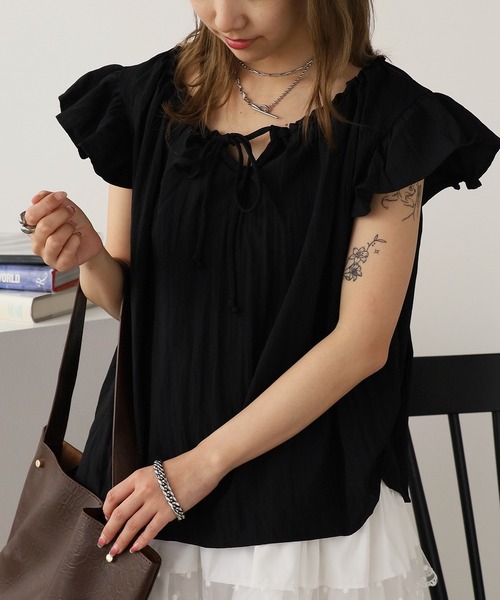 ROOPTOKYO（ループトウキョウ）の「Ribbon sleeveless blouse / リボンノースリーブブラウス（シャツ/ブラウス・レディース・イエロー/ホワイト/ブラック/サックスブルー・FREE）」の18枚目の写真