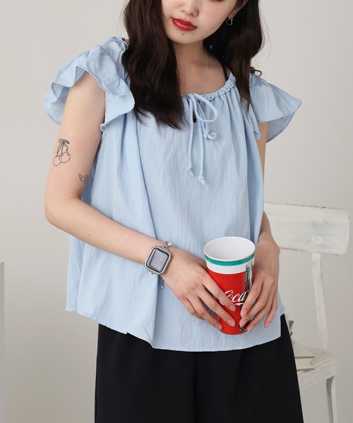 ROOPTOKYO（ループトウキョウ）の「Ribbon sleeveless blouse / リボンノースリーブブラウス（シャツ/ブラウス・レディース・イエロー/ホワイト/ブラック/サックスブルー・FREE）」の20枚目の写真