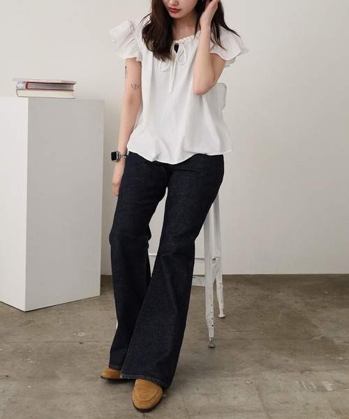 ROOPTOKYO（ループトウキョウ）の「Ribbon sleeveless blouse / リボンノースリーブブラウス（シャツ/ブラウス・レディース・イエロー/ホワイト/ブラック/サックスブルー・FREE）」の17枚目の写真