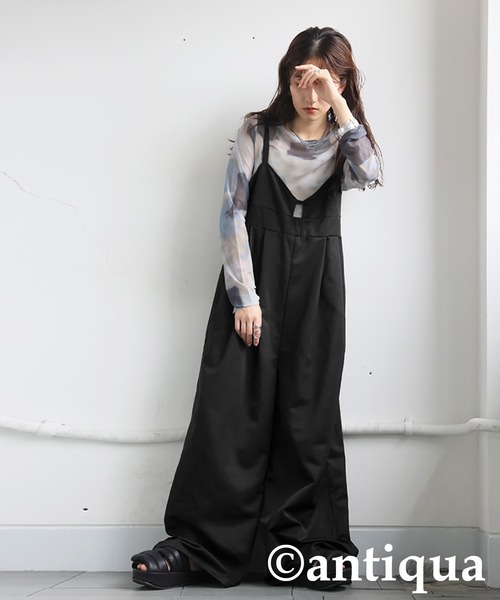 antiqua（アンティカ）の「ツイルサロペット（サロペット/オーバーオール・レディース・カーキ/ブラック・ONESIZE）」の9枚目の写真