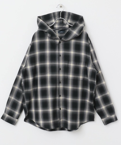 ITEMS URBANRESEARCH（アイテムズ アーバンリサーチ）の「オンブレチェック シャツパーカー（シャツ/ブラウス・メンズ・ブラック/ブラウン/ベージュ・MEDIUM/LARGE）」の20枚目の写真