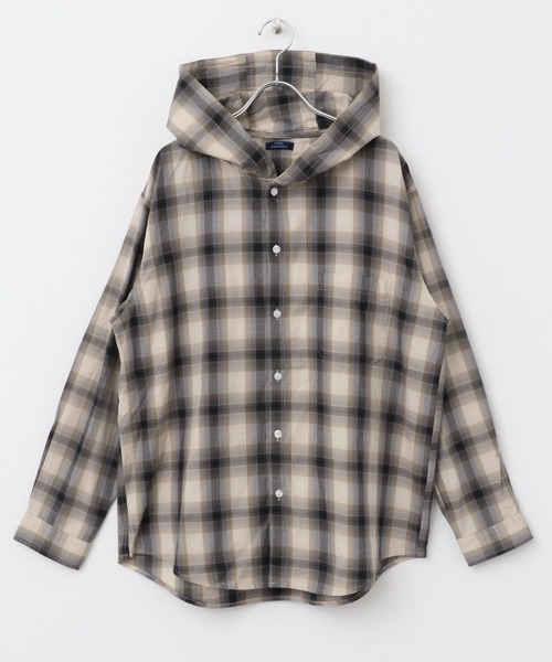 ITEMS URBANRESEARCH（アイテムズ アーバンリサーチ）の「オンブレチェック シャツパーカー（シャツ/ブラウス・メンズ・ブラック/ブラウン/ベージュ・MEDIUM/LARGE）」の22枚目の写真