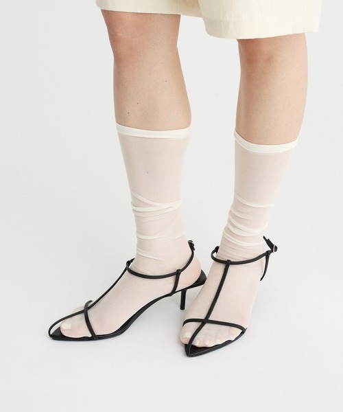 BABYLONE（バビロン）の「シアーハイソックス（ソックス/靴下・レディース・ホワイト/チャコール/ブラウン・FREE）」の2枚目の写真