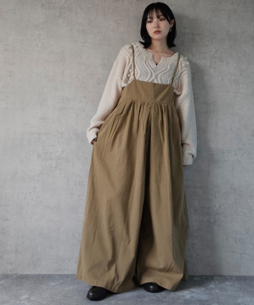 SELECT LEVERY（セレクトリベリー）の「ポケット付き 綿100％キャミワイドサロペット（サロペット/オーバーオール・レディース・ベージュ/パープル/チャコール/ワンウォッシュ/ブラック/カーキ・SMALL/MEDIUM/LARGE/X-LARGE）」の19枚目の写真