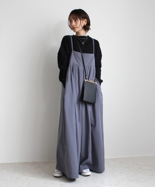 SELECT LEVERY（セレクトリベリー）の「ポケット付き 綿100％キャミワイドサロペット（サロペット/オーバーオール・レディース・ベージュ/パープル/チャコール/ワンウォッシュ/ブラック/カーキ・SMALL/MEDIUM/LARGE/X-LARGE）」の21枚目の写真