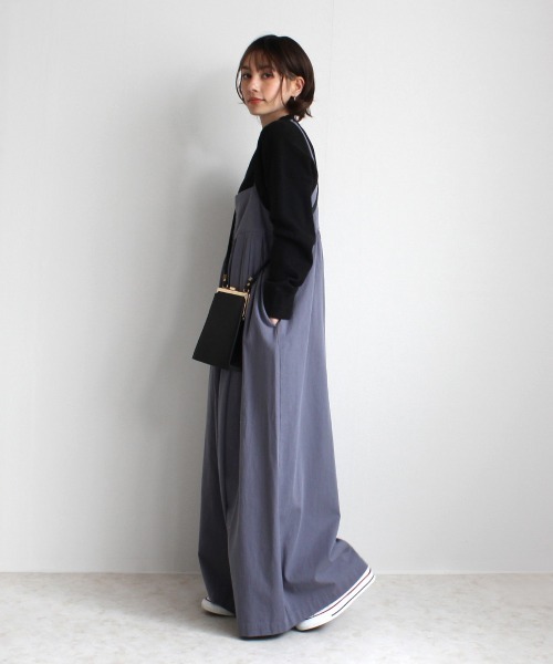 SELECT LEVERY（セレクトリベリー）の「ポケット付き 綿100％キャミワイドサロペット（サロペット/オーバーオール・レディース・ベージュ/パープル/チャコール/ワンウォッシュ/ブラック/カーキ・SMALL/MEDIUM/LARGE/X-LARGE）」の22枚目の写真