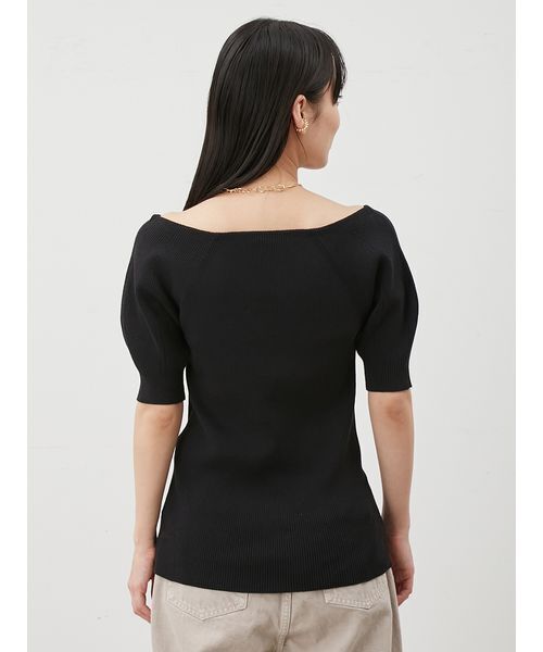 Mila Owen（ミラオーウェン）の「デコルテ構築パフスリーブニットプルオーバー（ニット/セーター・レディース・ライム/ベージュ/ブラック・0/1）」の7枚目の写真