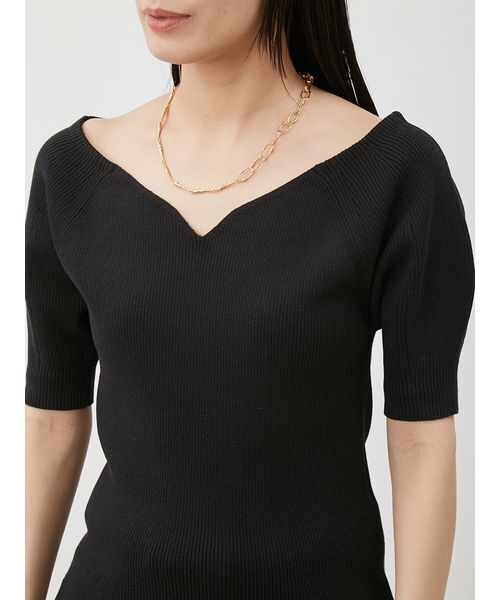 Mila Owen（ミラオーウェン）の「デコルテ構築パフスリーブニットプルオーバー（ニット/セーター・レディース・ライム/ベージュ/ブラック・0/1）」の8枚目の写真