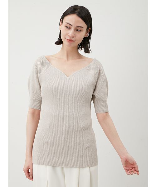 Mila Owen（ミラオーウェン）の「デコルテ構築パフスリーブニットプルオーバー（ニット/セーター・レディース・ライム/ベージュ/ブラック・0/1）」の15枚目の写真