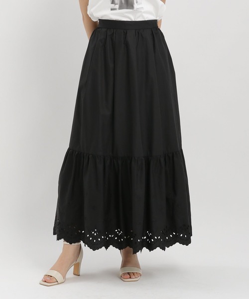 Andemiu(アンデミュウ)の「オリジナルシシュウスカート451817(スカート・レディース・ブラック/オフホワイト・FREE)」の10枚目の写真