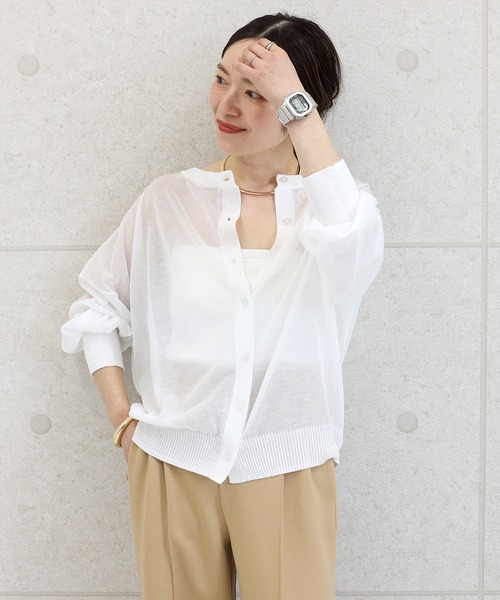 Aletta vita(アレッタビータ)の「シアー2WAYドルマンカーディガン(カーディガン/ボレロ・レディース・ブラック/グレイッシュベージュ/オフホワイト/グリーン・FREE)」の8枚目の写真