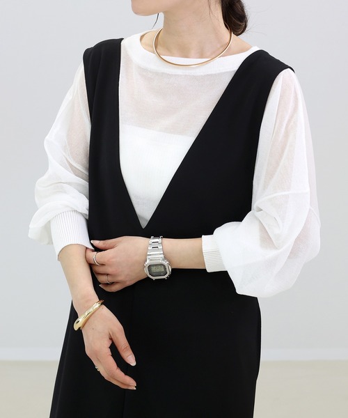 Aletta vita(アレッタビータ)の「シアー2WAYドルマンカーディガン(カーディガン/ボレロ・レディース・ブラック/グレイッシュベージュ/オフホワイト/グリーン・FREE)」の14枚目の写真