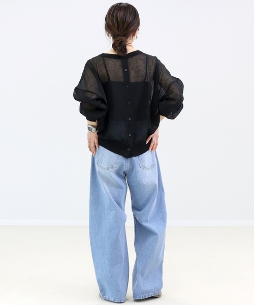 Aletta vita(アレッタビータ)の「シアー2WAYドルマンカーディガン(カーディガン/ボレロ・レディース・ブラック/グレイッシュベージュ/オフホワイト/グリーン・FREE)」の21枚目の写真