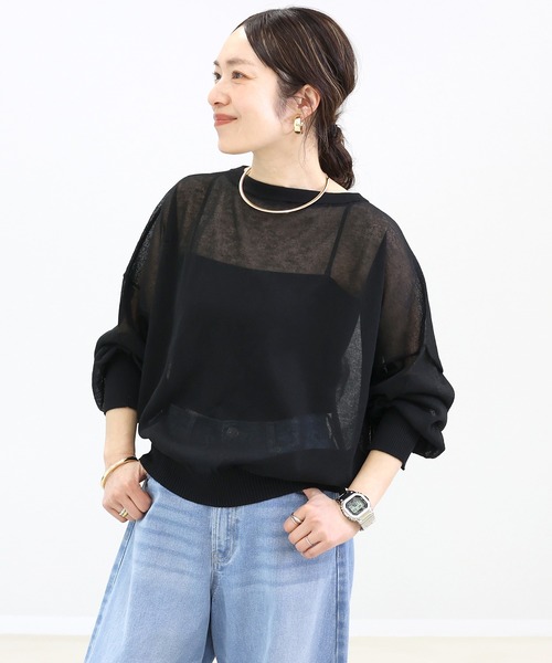 Aletta vita(アレッタビータ)の「シアー2WAYドルマンカーディガン(カーディガン/ボレロ・レディース・ブラック/グレイッシュベージュ/オフホワイト/グリーン・FREE)」の22枚目の写真