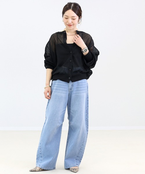 Aletta vita(アレッタビータ)の「シアー2WAYドルマンカーディガン(カーディガン/ボレロ・レディース・ブラック/グレイッシュベージュ/オフホワイト/グリーン・FREE)」の16枚目の写真