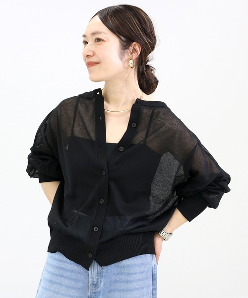 Aletta vita(アレッタビータ)の「シアー2WAYドルマンカーディガン(カーディガン/ボレロ・レディース・ブラック/グレイッシュベージュ/オフホワイト/グリーン・FREE)」の17枚目の写真