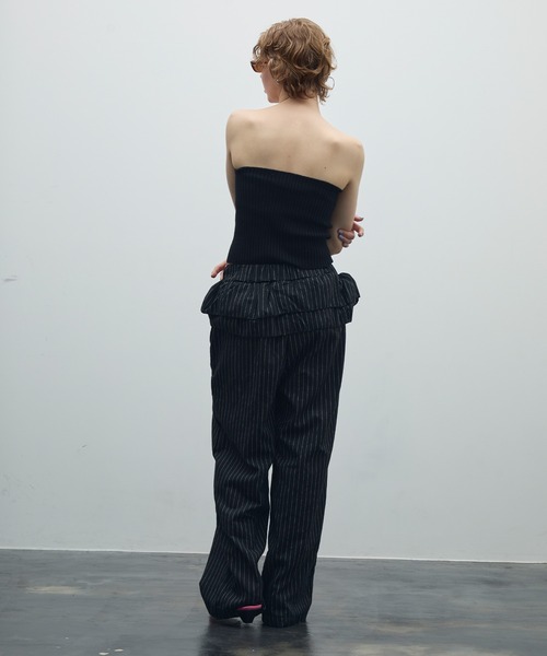 uyu.（ウユ）の「レースアップリブニットビスチェ（チューブトップ・レディース・ブルー/レッド/ブラック/アイボリー・FREE）」の9枚目の写真