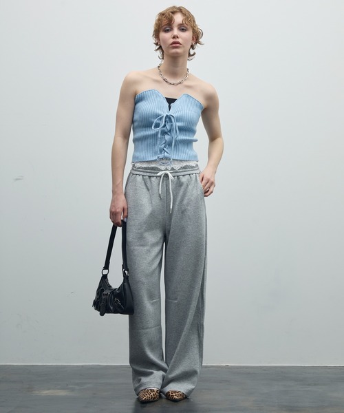 uyu.（ウユ）の「レースアップリブニットビスチェ（チューブトップ・レディース・ブルー/レッド/ブラック/アイボリー・FREE）」の11枚目の写真