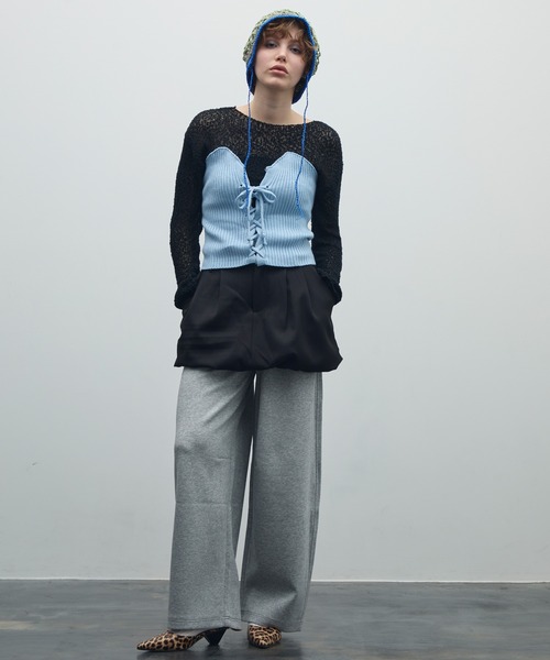 uyu.（ウユ）の「レースアップリブニットビスチェ（チューブトップ・レディース・ブルー/レッド/ブラック/アイボリー・FREE）」の13枚目の写真