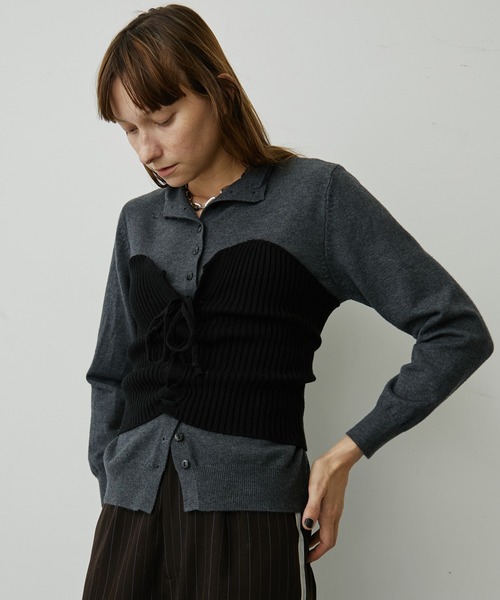 セール】レースアップリブニットビスチェ（チューブトップ）｜uyu