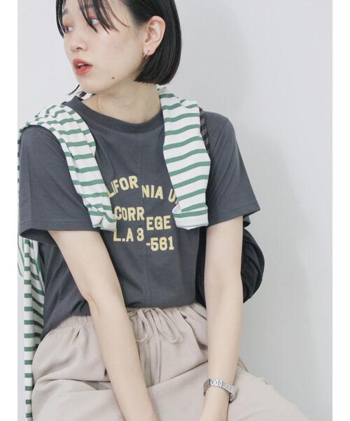 Samansa Mos2 blue（サマンサモスモスブルー）の「リメイク風Tシャツ（Tシャツ/カットソー・レディース・パープル/チャコールグレー/オフホワイト・F）」の3枚目の写真