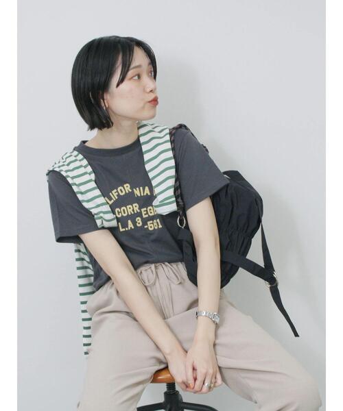 Samansa Mos2 blue（サマンサモスモスブルー）の「リメイク風Tシャツ（Tシャツ/カットソー・レディース・パープル/チャコールグレー/オフホワイト・F）」の13枚目の写真
