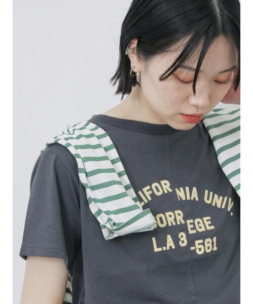 Samansa Mos2 blue（サマンサモスモスブルー）の「リメイク風Tシャツ（Tシャツ/カットソー・レディース・パープル/チャコールグレー/オフホワイト・F）」の14枚目の写真