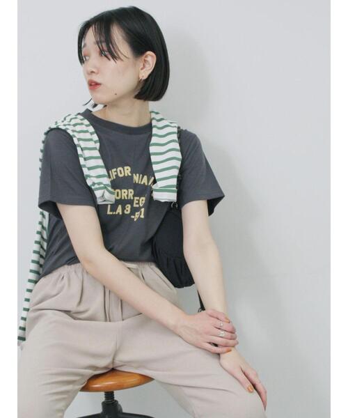 Samansa Mos2 blue（サマンサモスモスブルー）の「リメイク風Tシャツ（Tシャツ/カットソー・レディース・パープル/チャコールグレー/オフホワイト・F）」の16枚目の写真