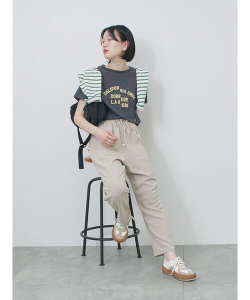 Samansa Mos2 blue（サマンサモスモスブルー）の「リメイク風Tシャツ（Tシャツ/カットソー・レディース・パープル/チャコールグレー/オフホワイト・F）」の18枚目の写真