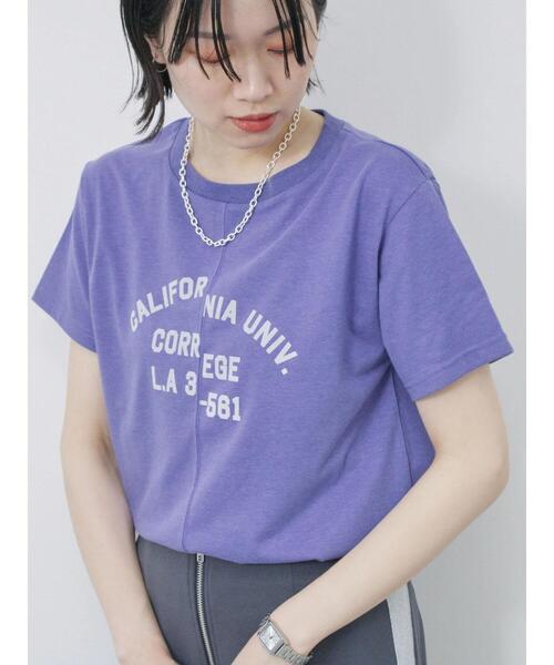 Samansa Mos2 blue（サマンサモスモスブルー）の「リメイク風Tシャツ（Tシャツ/カットソー・レディース・パープル/チャコールグレー/オフホワイト・F）」の21枚目の写真