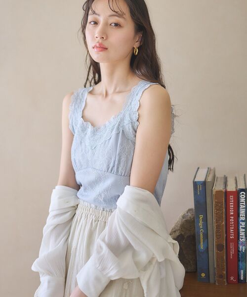 earth music&ecology（アースミュージックアンドエコロジー）の「総レースキャミソール（キャミソール・レディース・ブラック/サックスブルー/アイボリー/ピンクベージュ・S/M）」の13枚目の写真